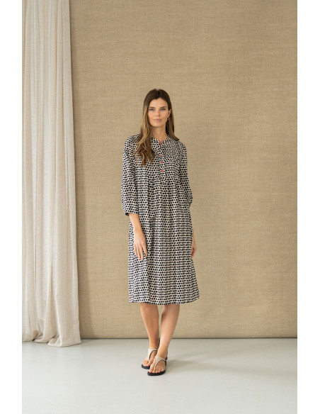 Vestido de algodón con pliegues