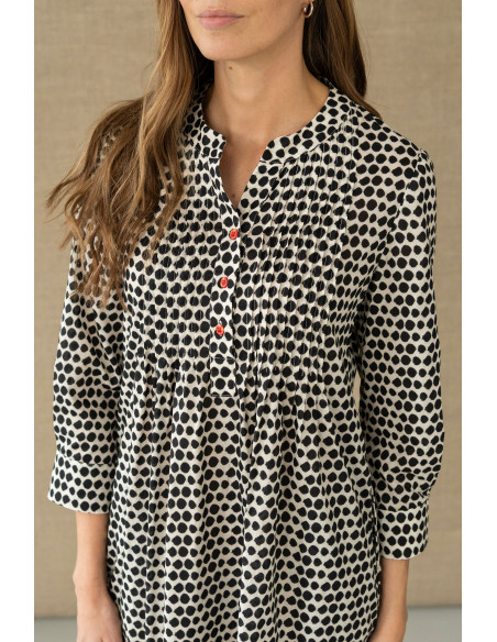 Vestido de algodón con pliegues