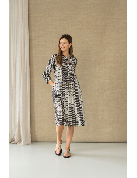 Vestido de algodón con pliegues