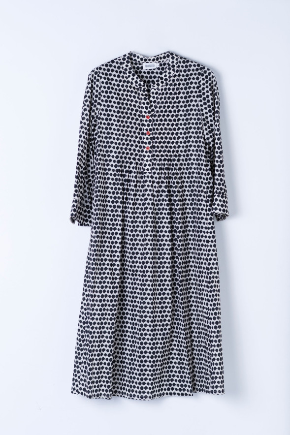 Vestido de algodón con pliegues