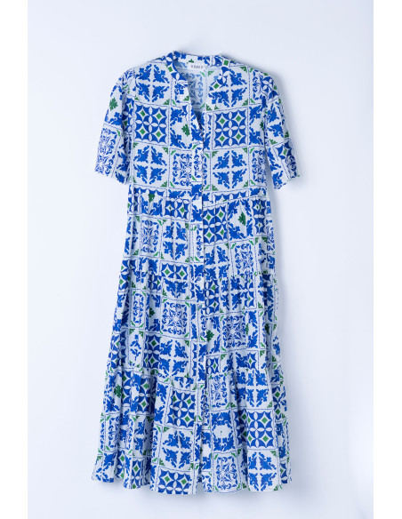 Vestido midi estampado con volantes