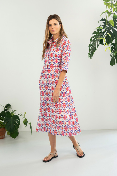 Vestido camisero estampado con cinturón