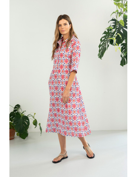 Vestido camisero estampado con cinturón