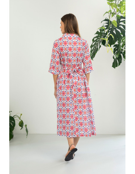Vestido camisero estampado con cinturón