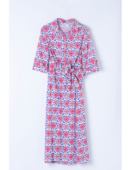 Vestido camisero estampado con cinturón