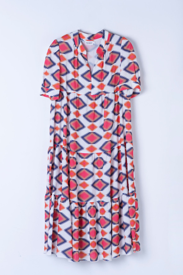 Vestido midi fluido con estampado geométrico