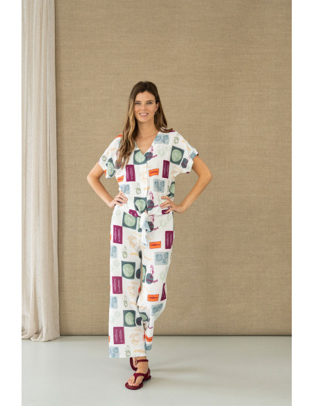 Camisa estampada con nudo