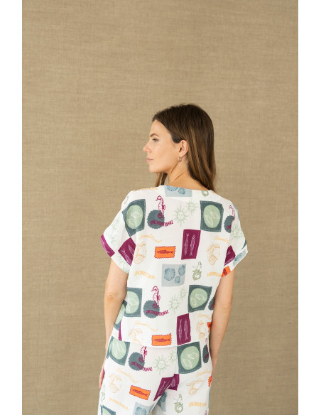 Camisa estampada con nudo