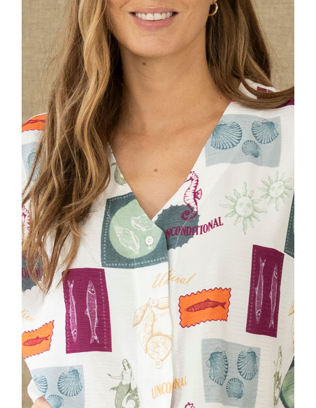 Camisa estampada con nudo