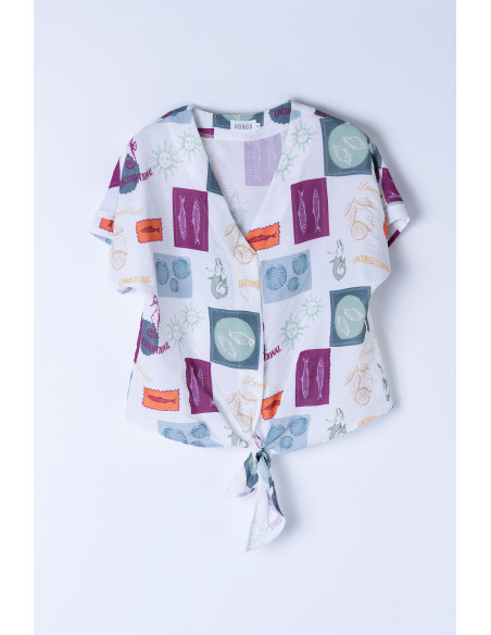 Camisa estampada con nudo