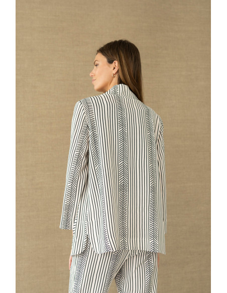Chaqueta abierta fluida estampada de rayas