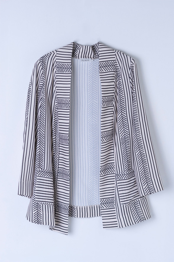 Chaqueta abierta fluida estampada de rayas