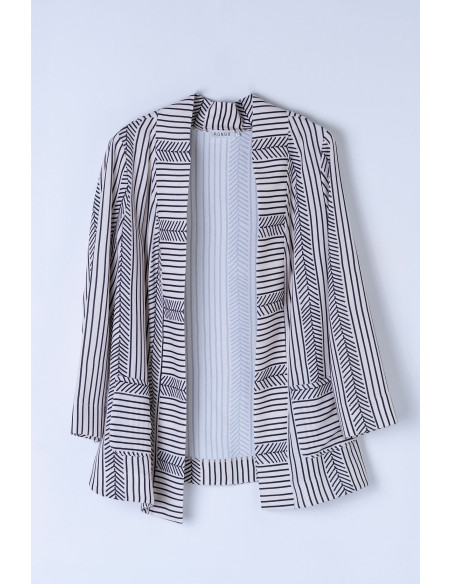 Chaqueta abierta fluida estampada de rayas
