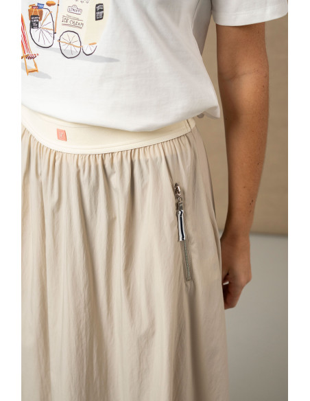 Falda midi fluida con cintura elástica
