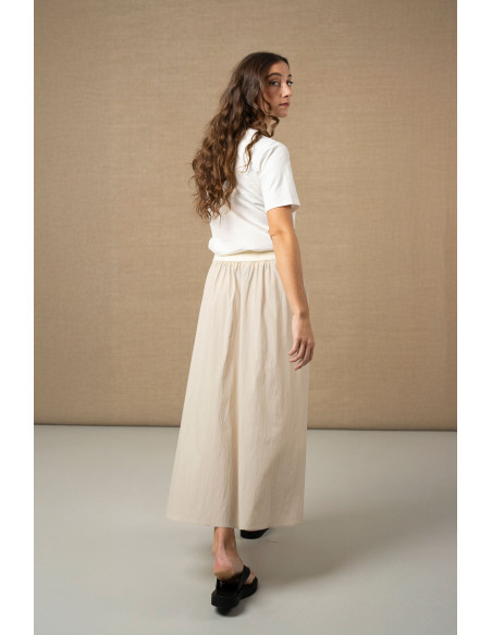 Falda midi fluida con cintura elástica