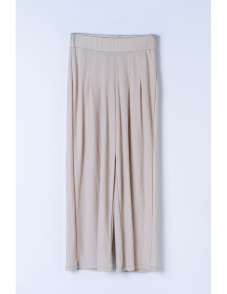 Pantalón fluido cropped en beige