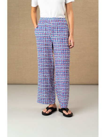 Pantalón fluido estampado con cintura elástica