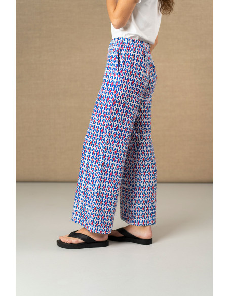 Pantalón fluido estampado con cintura elástica