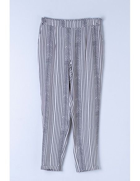 Pantalón recto de tiro medio con dibujo de rayas