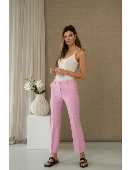 Pantalón recto en rosa