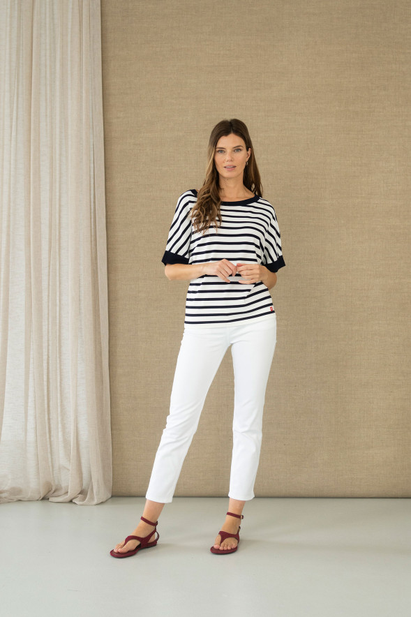 Jersey de rayas marineras con manga corta