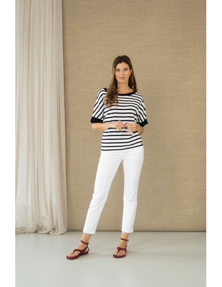Jersey de rayas marineras con manga corta