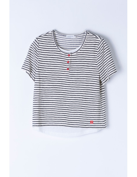 Camiseta marinera de rayas con botones